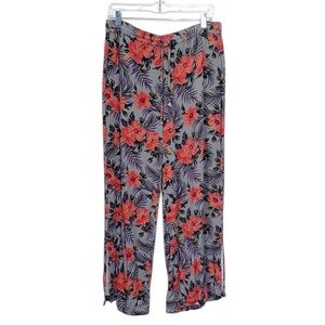 Revery Rayon Beach Summer Casual Wide Leg  Pants Gray Orange